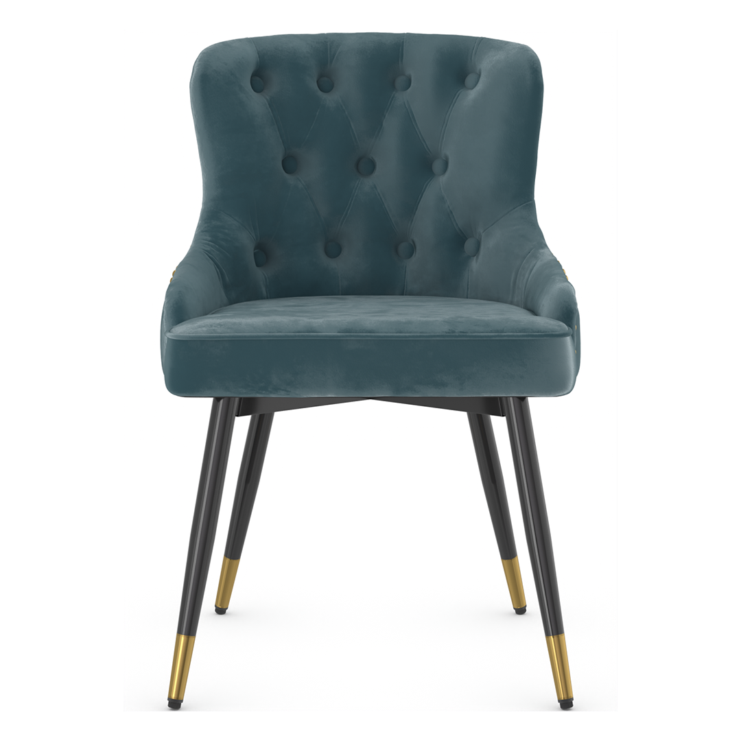 Velvet Dining Chair With Tapered Matt Black Legs - Ashton
