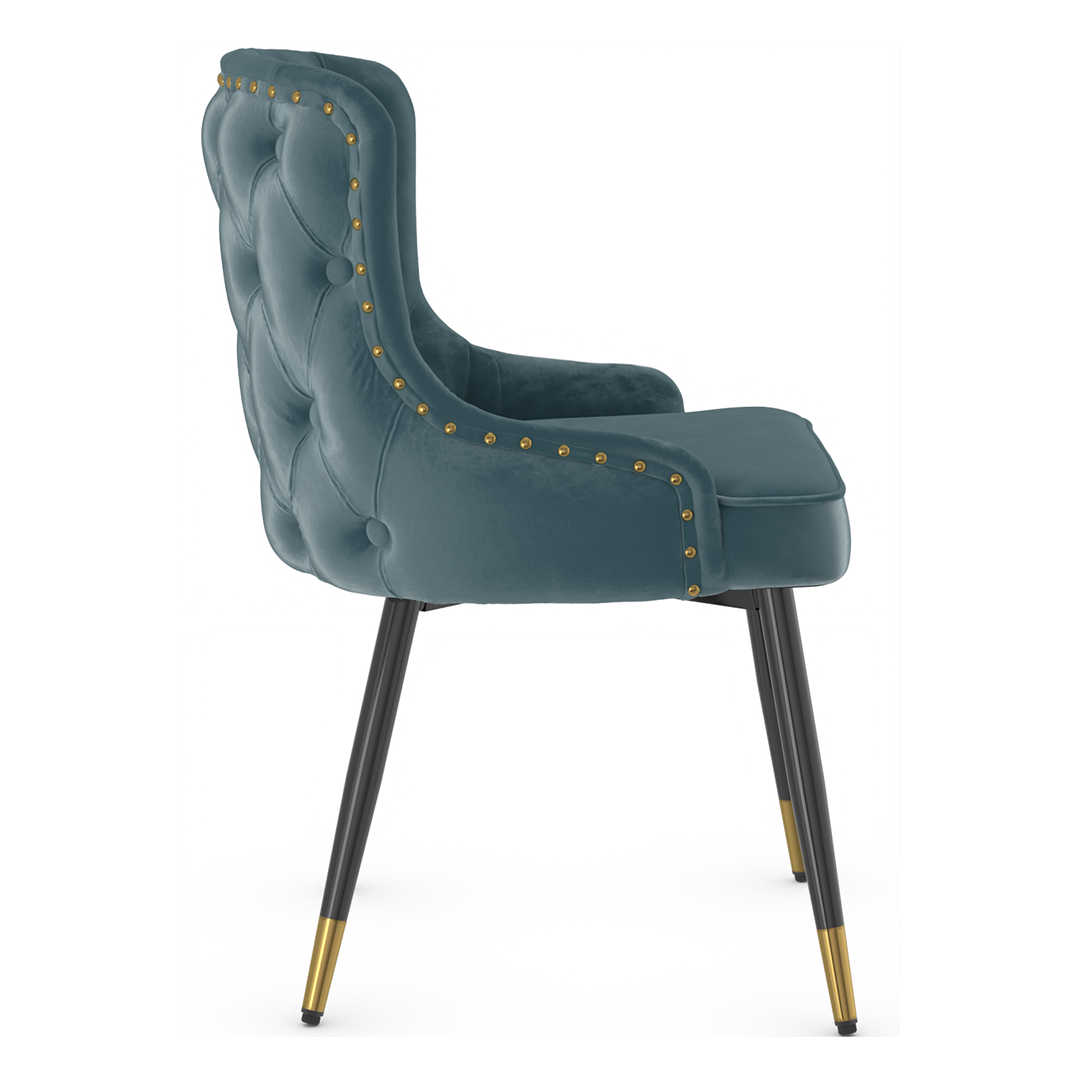 Velvet Dining Chair With Tapered Matt Black Legs - Ashton