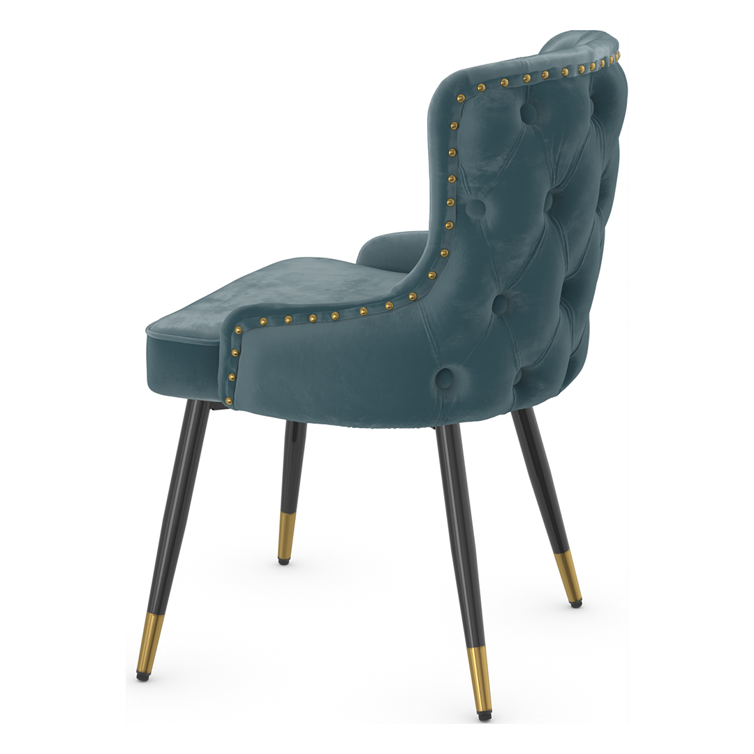 Velvet Dining Chair With Tapered Matt Black Legs - Ashton