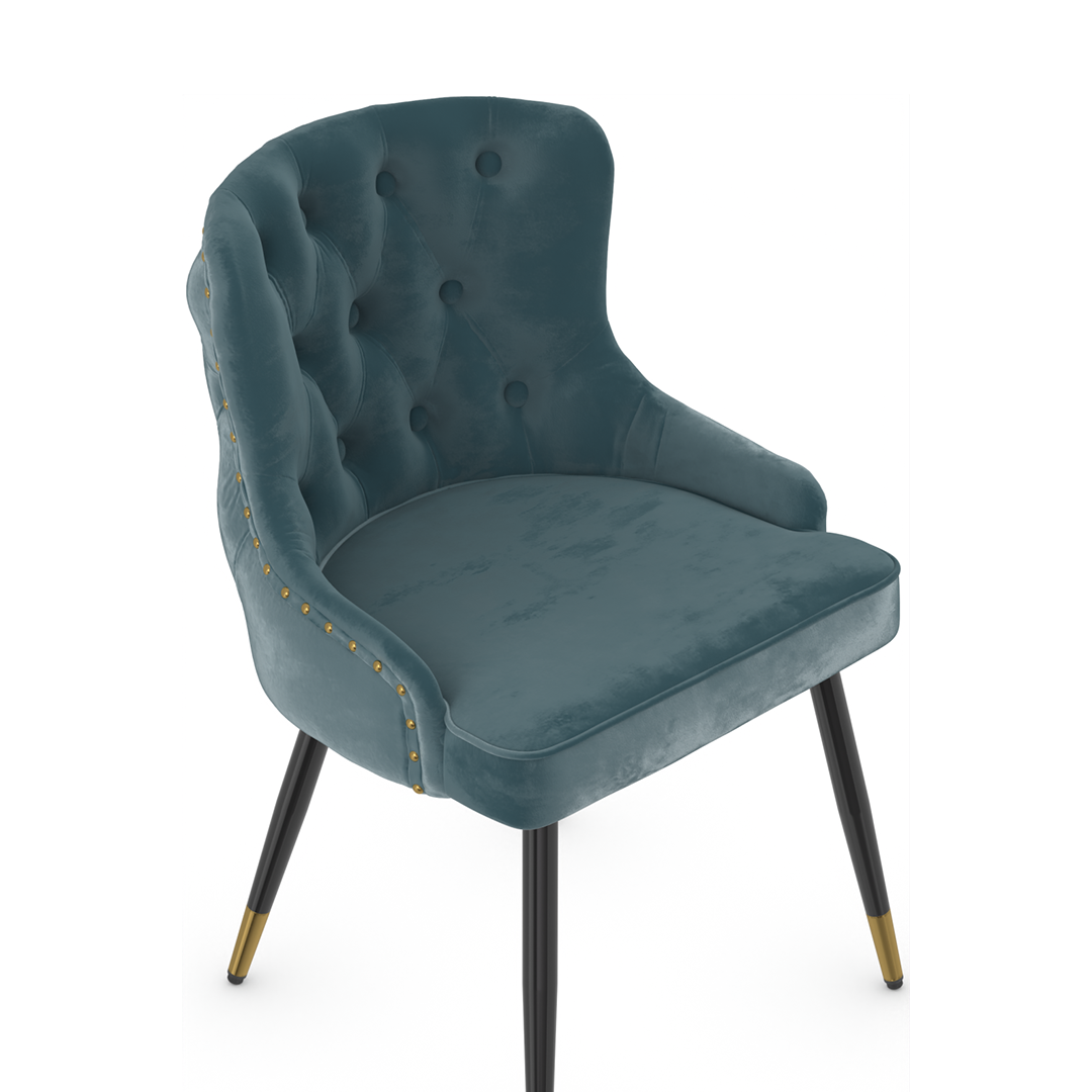 Velvet Dining Chair With Tapered Matt Black Legs - Ashton