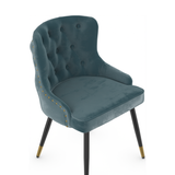 Velvet Dining Chair With Tapered Matt Black Legs - Ashton