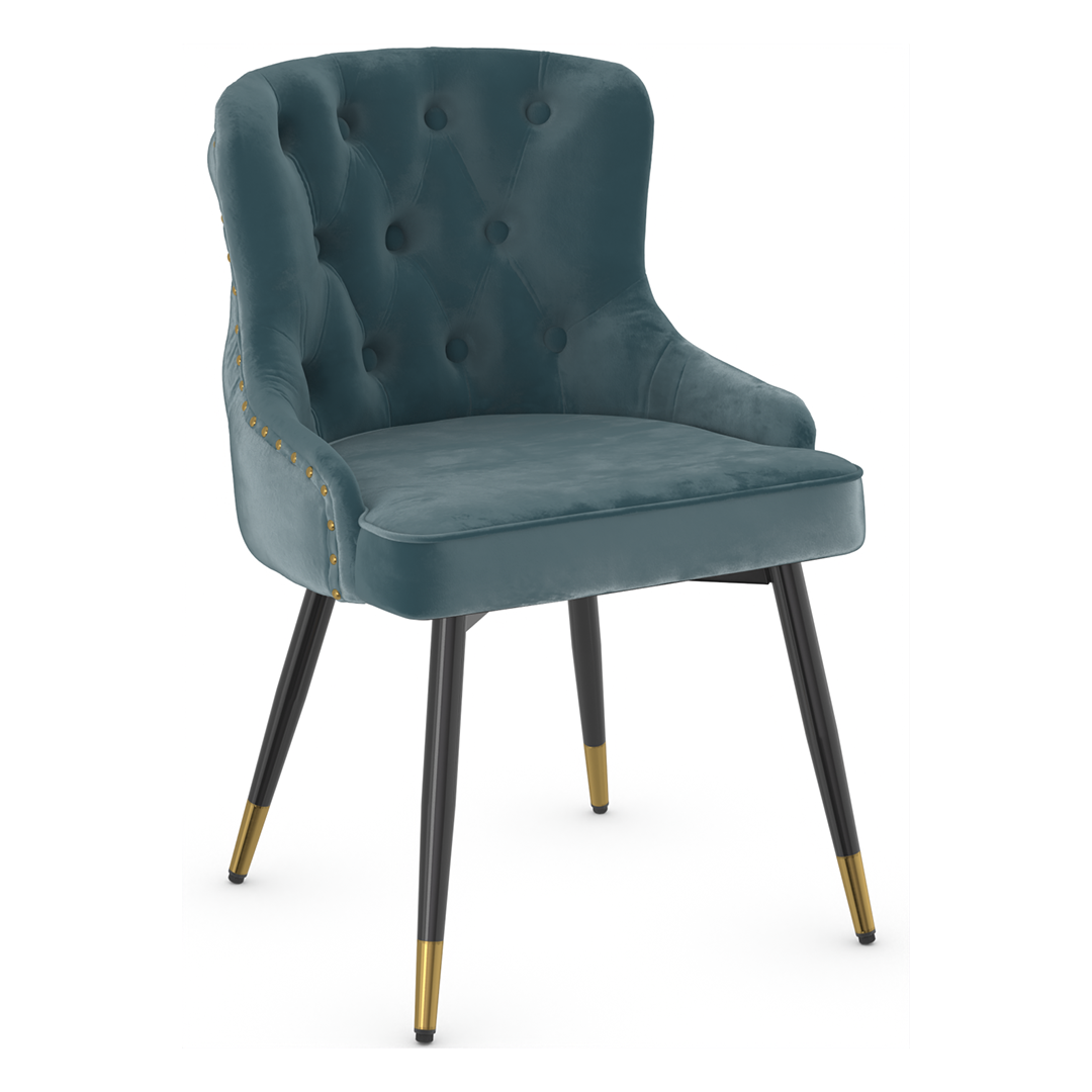 Velvet Dining Chair With Tapered Matt Black Legs - Ashton