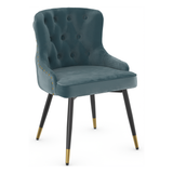 Velvet Dining Chair With Tapered Matt Black Legs - Ashton