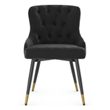 Velvet Dining Chair With Tapered Matt Black Legs - Ashton