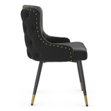 Velvet Dining Chair With Tapered Matt Black Legs - Ashton