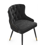 Velvet Dining Chair With Tapered Matt Black Legs - Ashton