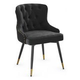 Velvet Dining Chair With Tapered Matt Black Legs - Ashton
