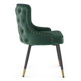 Velvet Dining Chair With Tapered Matt Black Legs - Ashton