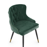 Velvet Dining Chair With Tapered Matt Black Legs - Ashton