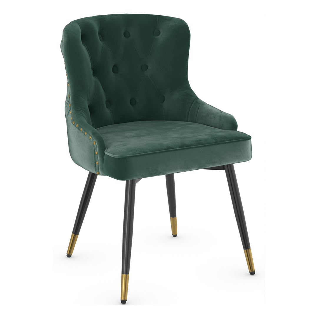 Velvet Dining Chair With Tapered Matt Black Legs - Ashton