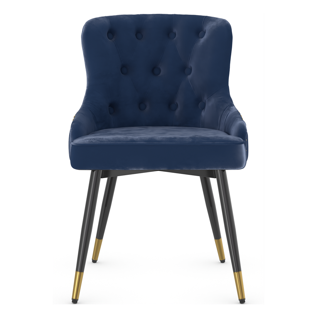 Velvet Dining Chair With Tapered Matt Black Legs - Ashton
