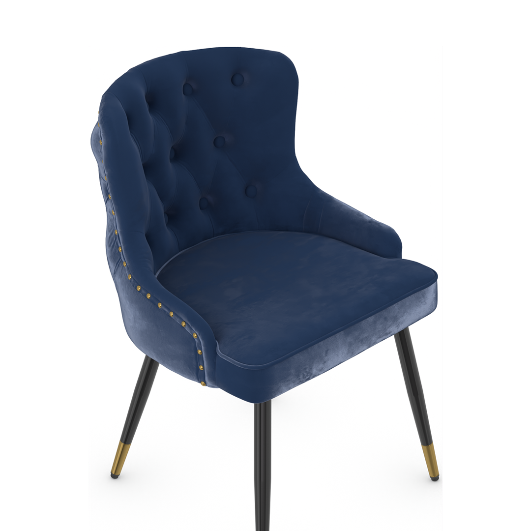 Velvet Dining Chair With Tapered Matt Black Legs - Ashton