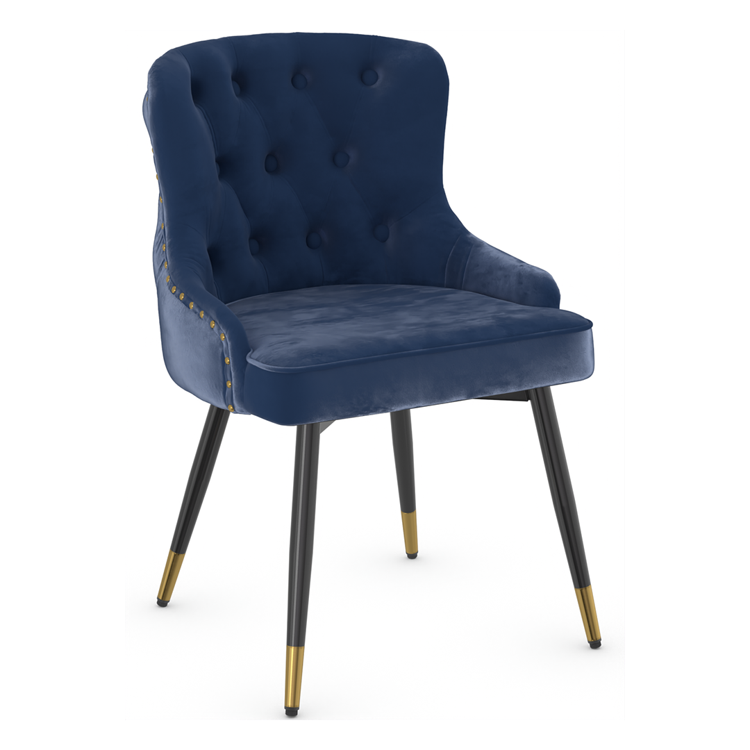 Velvet Dining Chair With Tapered Matt Black Legs - Ashton