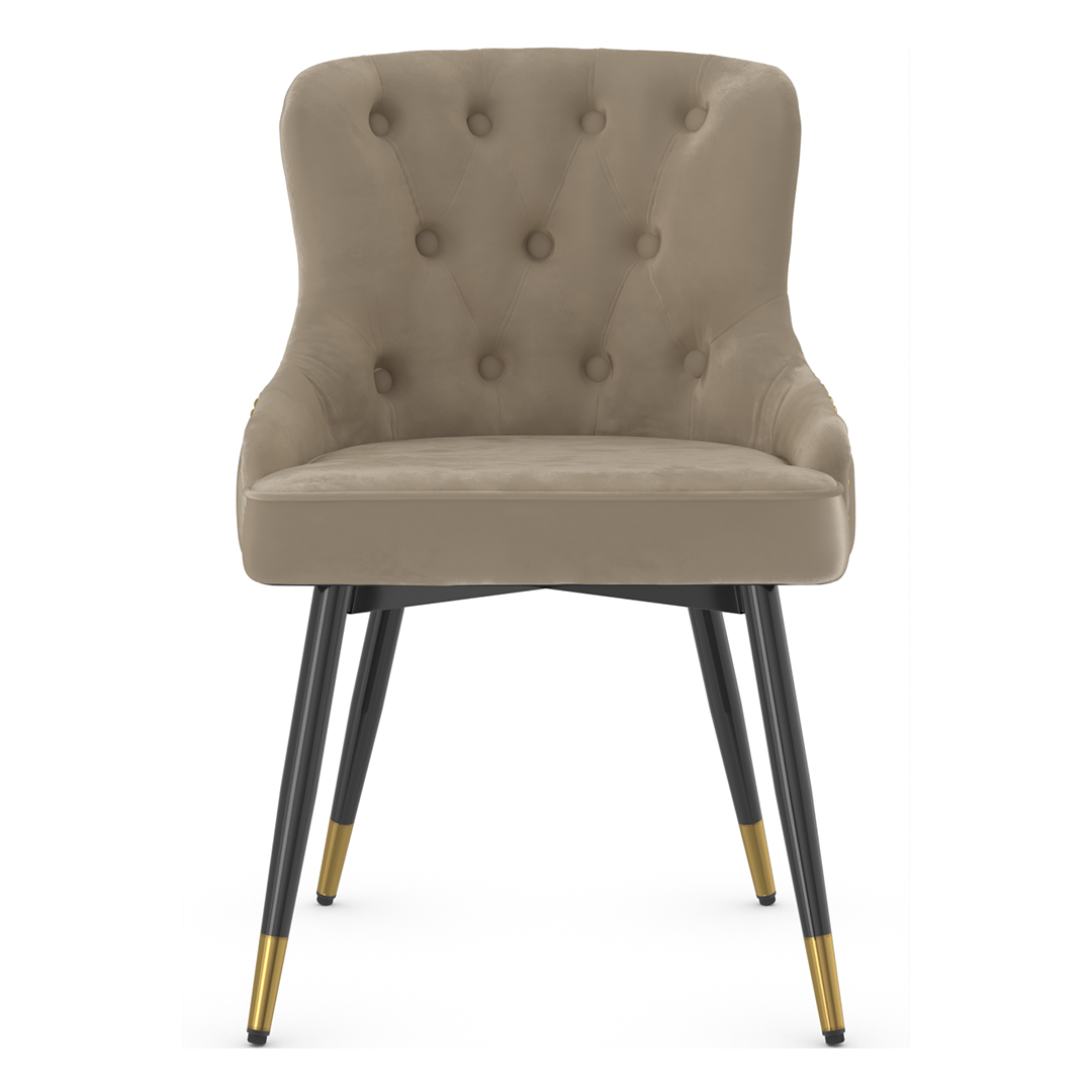 Velvet Dining Chair With Tapered Matt Black Legs - Ashton