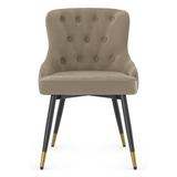 Velvet Dining Chair With Tapered Matt Black Legs - Ashton