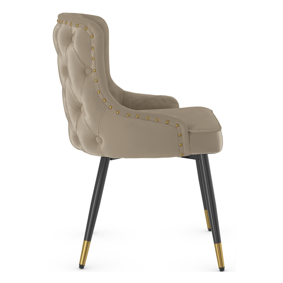 Velvet Dining Chair With Tapered Matt Black Legs - Ashton