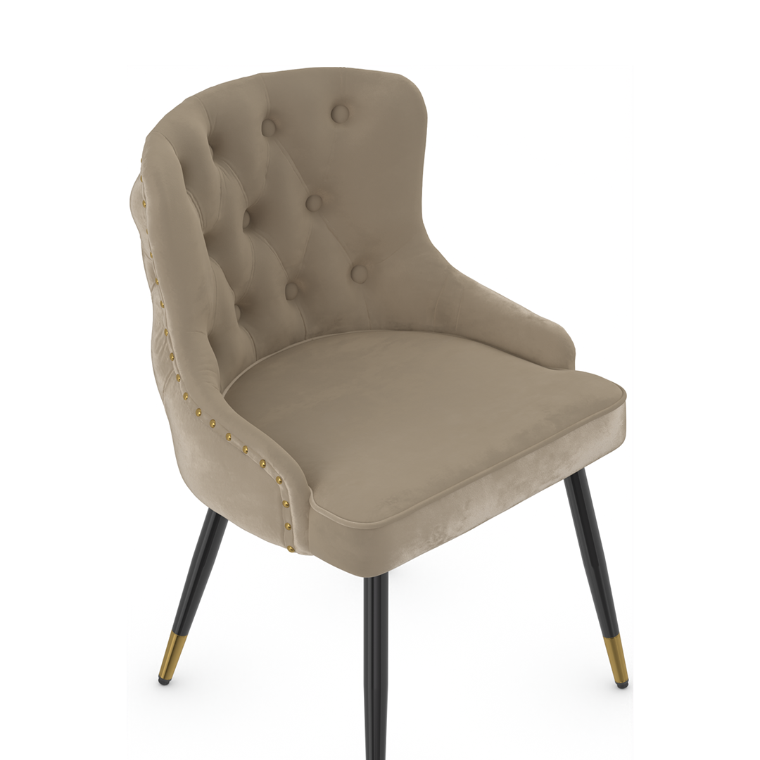 Velvet Dining Chair With Tapered Matt Black Legs - Ashton