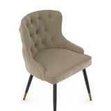 Velvet Dining Chair With Tapered Matt Black Legs - Ashton