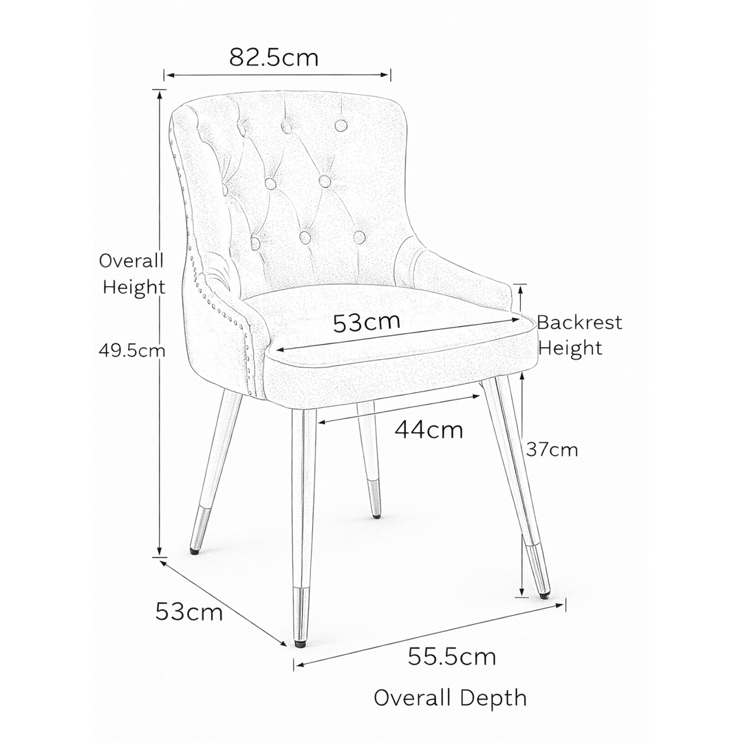 Velvet Dining Chair With Tapered Matt Black Legs - Ashton