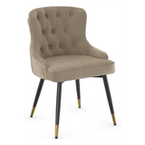 Velvet Dining Chair With Tapered Matt Black Legs - Ashton