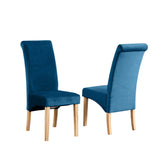 Velvet Dining Chairs 104cm High x 44cm Wide in Set Of 2 With Wooden Legs - Kensington Home