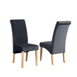 Velvet Dining Chairs 104cm High x 44cm Wide in Set Of 2 With Wooden Legs - Kensington Home