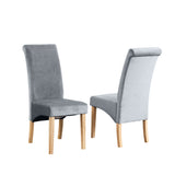 Velvet Dining Chairs 104cm High x 44cm Wide in Set Of 2 With Wooden Legs - Kensington Home
