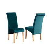 Velvet Dining Chairs 104cm High x 44cm Wide in Set Of 2 With Wooden Legs - Kensington Home