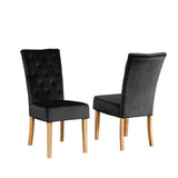 Velvet Dining Chairs 99cm High x 47cm Wide in Set Of 2 With Wooden Legs - Kensington Home