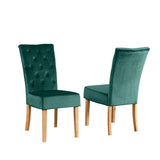 Velvet Dining Chairs 99cm High x 47cm Wide in Set Of 2 With Wooden Legs - Kensington Home