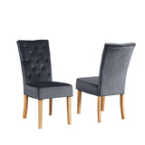Velvet Dining Chairs 99cm High x 47cm Wide in Set Of 2 With Wooden Legs - Kensington Home
