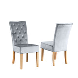 Velvet Dining Chairs 99cm High x 47cm Wide in Set Of 2 With Wooden Legs - Kensington Home