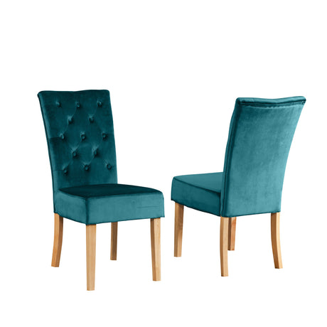 Velvet Dining Chairs 99cm High x 47cm Wide in Set Of 2 With Wooden Legs - Kensington Home