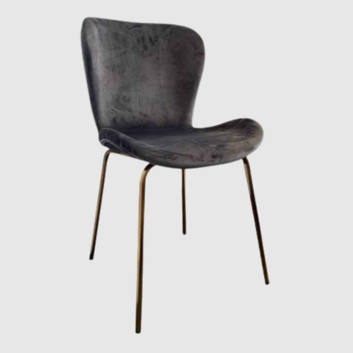 Velvet Dining Chairs 48cm Wide With Brass Legs in Set Of 2 - Jasmine