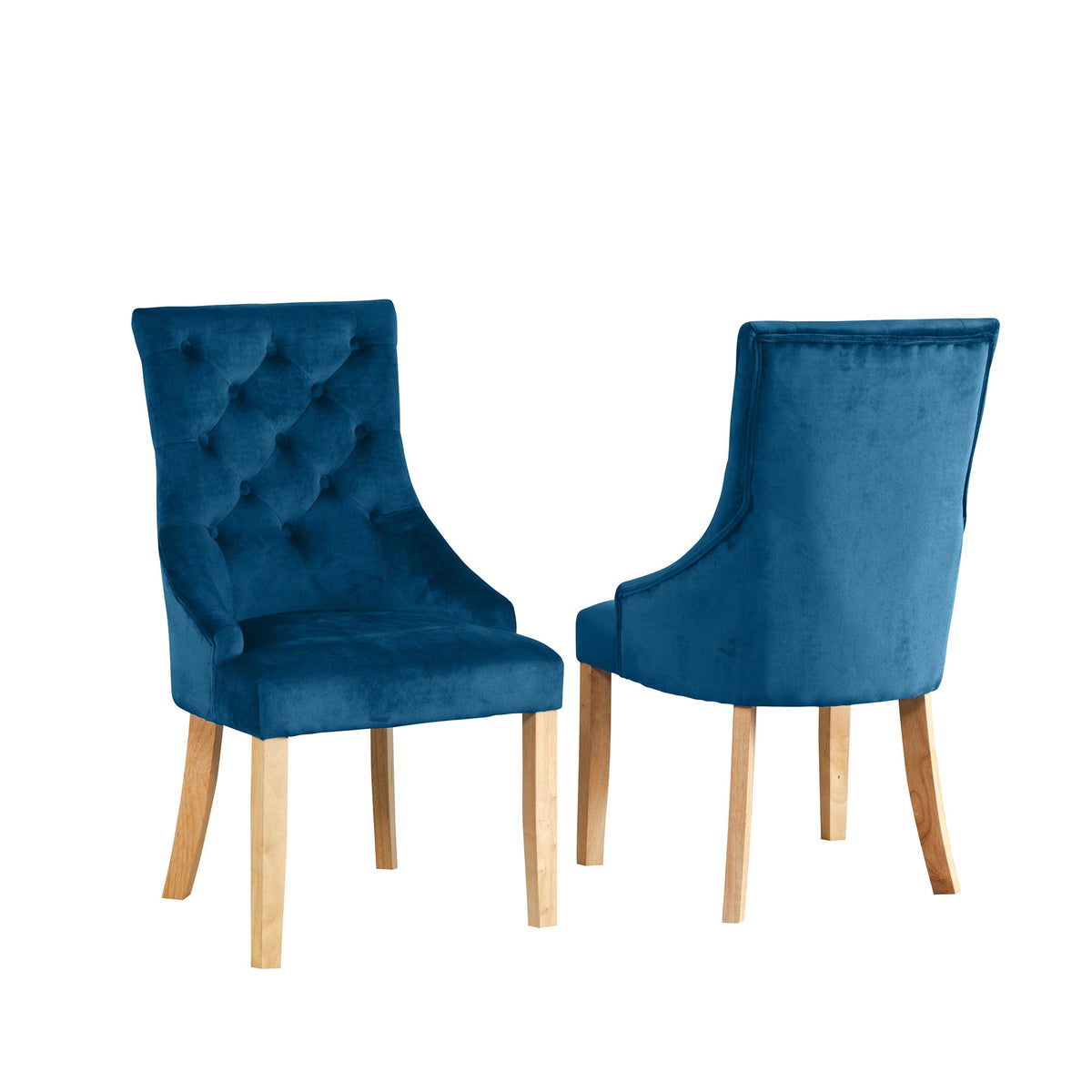 Velvet Dining Chairs 97cm High x 53cm Wide in Set Of 2 With Wooden Legs - Kensington Home