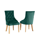 Velvet Dining Chairs 97cm High x 53cm Wide in Set Of 2 With Wooden Legs - Kensington Home