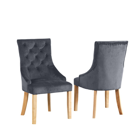 Velvet Dining Chairs 97cm High x 53cm Wide in Set Of 2 With Wooden Legs - Kensington Home