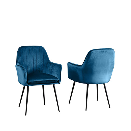 Velvet Dining Chairs 83cm High x 58cm Wide in Set Of 2 With Metal Legs - Kensington Home