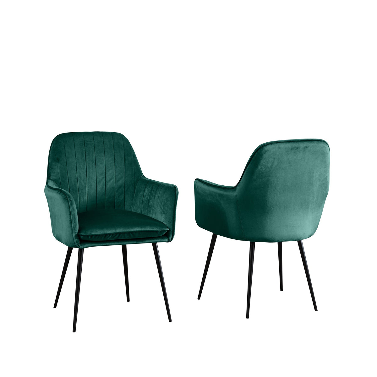 Velvet Dining Chairs 83cm High x 58cm Wide in Set Of 2 With Metal Legs - Kensington Home