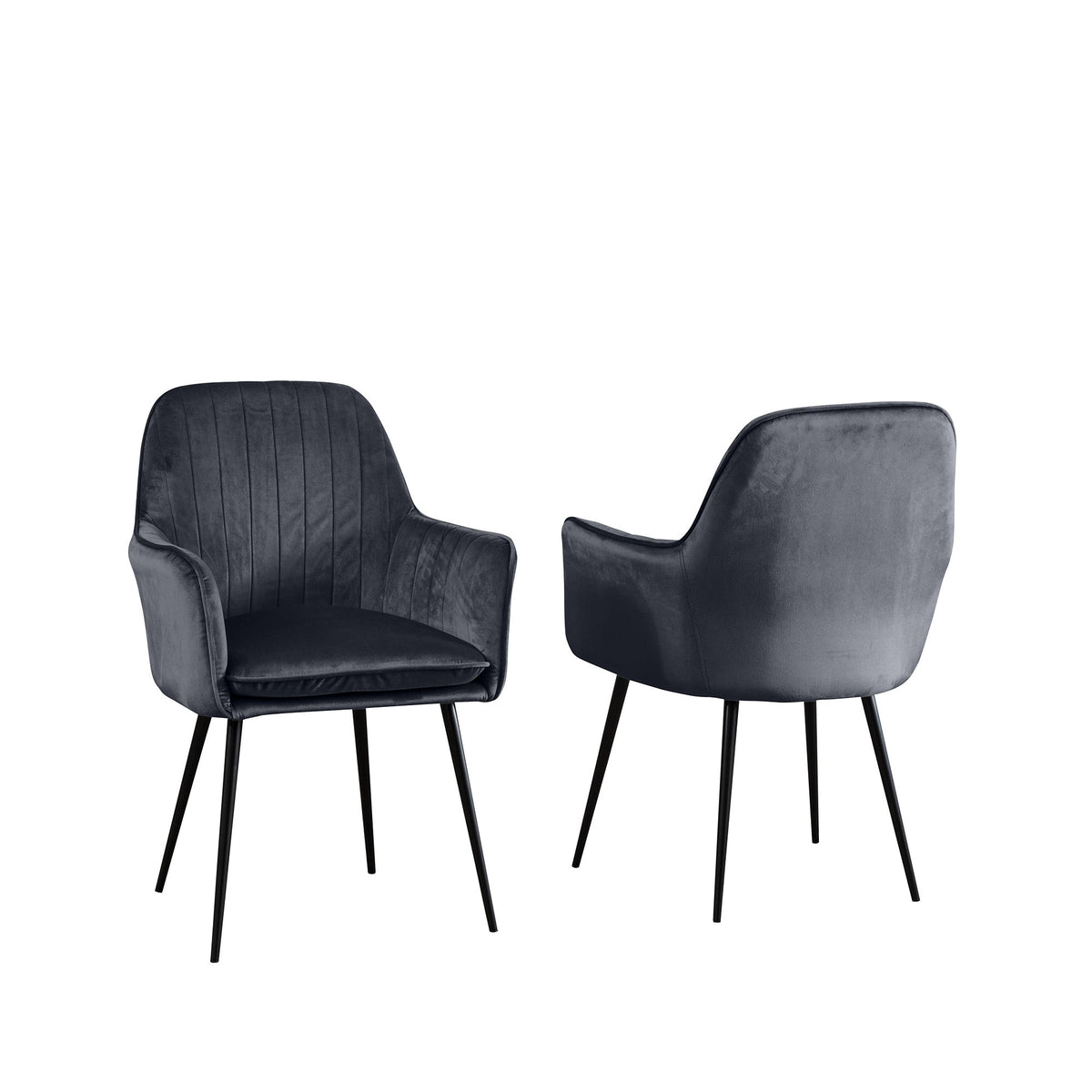 Velvet Dining Chairs 83cm High x 58cm Wide in Set Of 2 With Metal Legs - Kensington Home