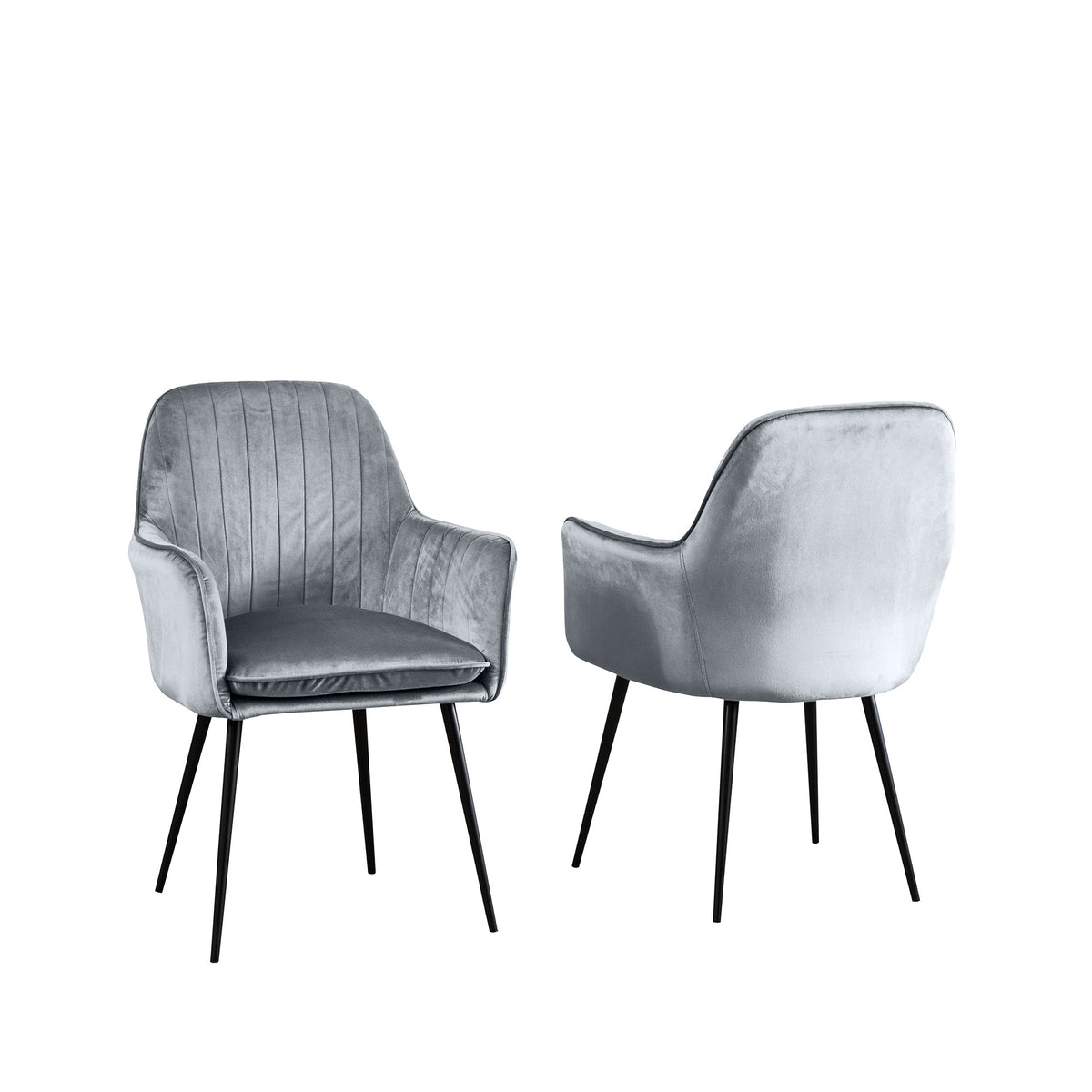 Velvet Dining Chairs 83cm High x 58cm Wide in Set Of 2 With Metal Legs - Kensington Home