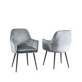 Velvet Dining Chairs 83cm High x 58cm Wide in Set Of 2 With Metal Legs - Kensington Home