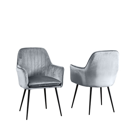 Velvet Dining Chairs 83cm High x 58cm Wide in Set Of 2 With Metal Legs - Kensington Home