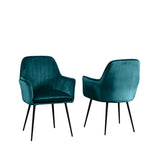 Velvet Dining Chairs 83cm High x 58cm Wide in Set Of 2 With Metal Legs - Kensington Home