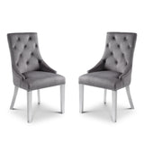 Velvet Dining Chairs in Set Of 2 Lion Head - Gladstone