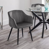 Velvet Dining Chairs in Set Of 2 Scalloped - Hobart