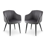 Velvet Dining Chairs in Set Of 2 Scalloped - Hobart