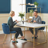 Velvet Dining Chairs in Set Of 2 With Gold Metal Legs- Velmora