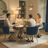 Velvet Dining Chairs in Set Of 2 With Gold Metal Legs- Velmora