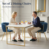 Velvet Dining Chairs in Set Of 2 With Gold Metal Legs- Velmora